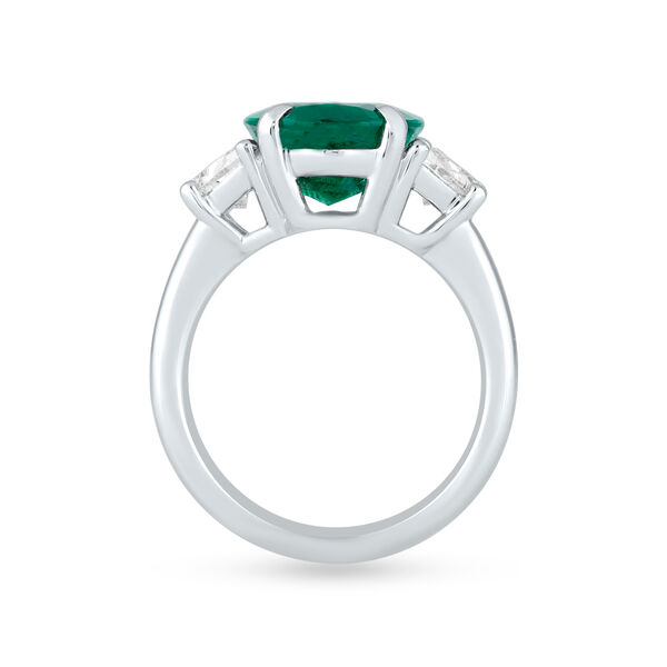 Emerald Oval-Cut Ring with Diamonds in White Gold